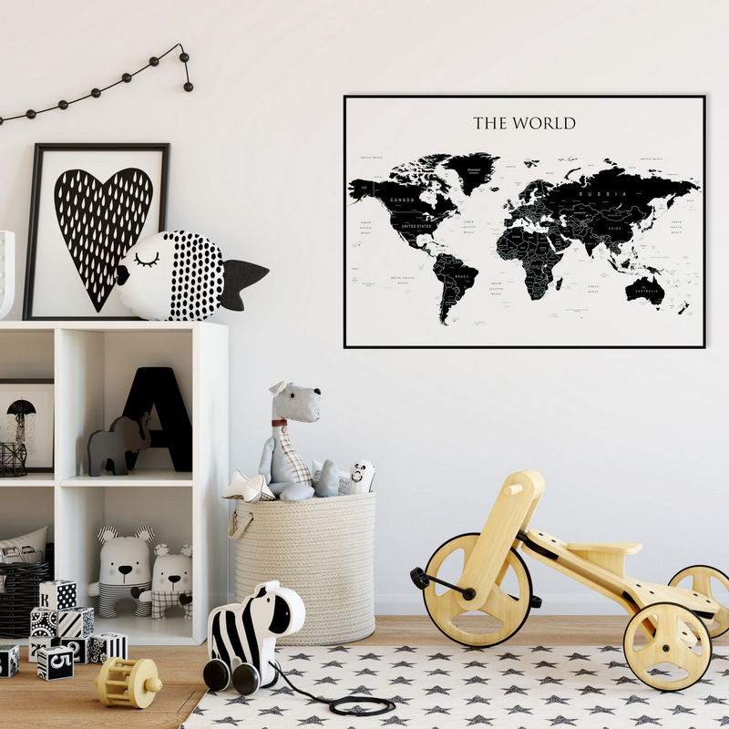 Mapa świata wydawnictwa ArtGlob dla dzieci na ścianę w pokoju dziecka